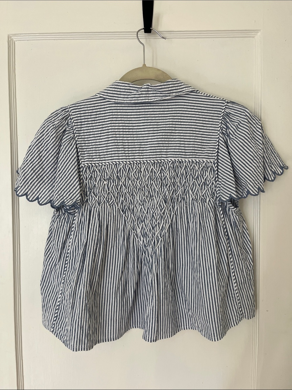 Anthropologie Maeve scalloped swing top blue stripe nwt small - Picture 10 of 10